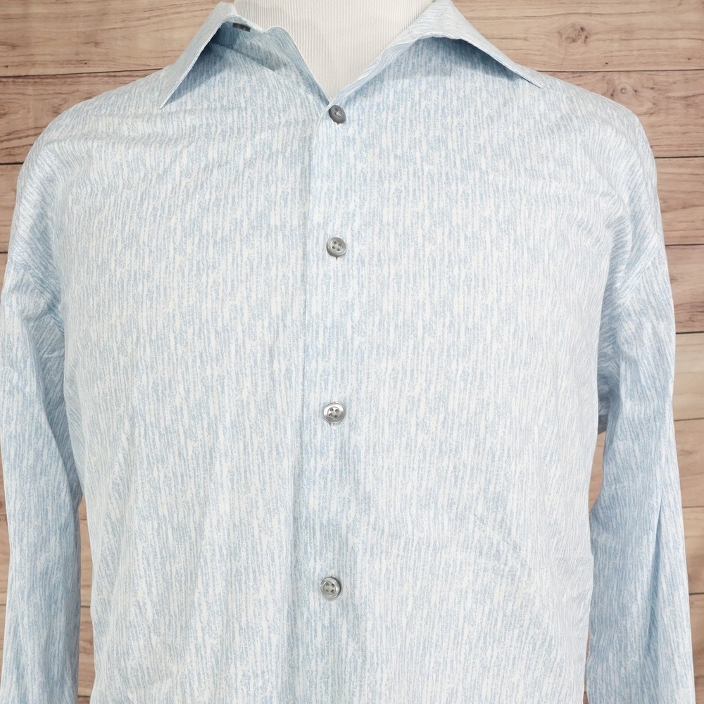 Alfani Shirt Mens XL Blue Stripe Long Sleeve Button-Up Stretch Slim Fit Business